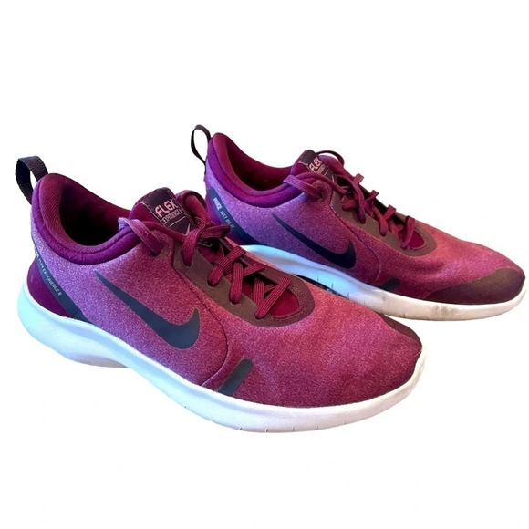 Nike Women’s Flex Experience RN 8 Maroon Knit Logo Athletic Sneakers - Size 7 - Picture 1 of 10